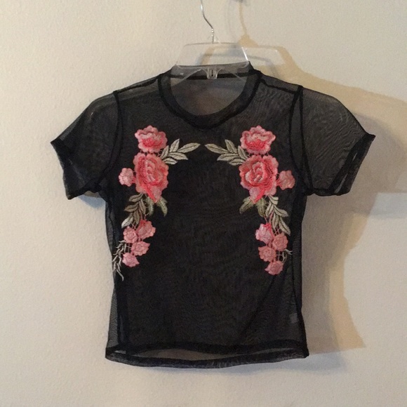 Tops - Women’s sheer embroidered tee shirt
